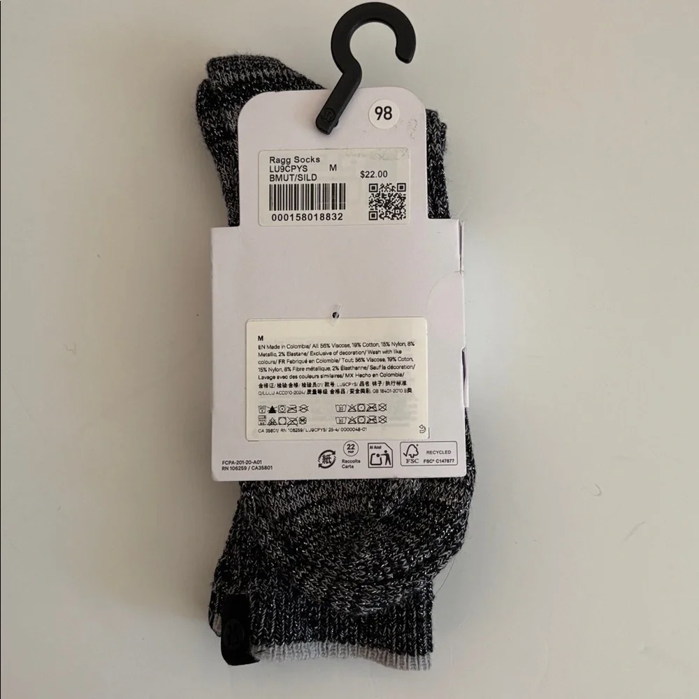 lululemon Athletically  Ragg Socks BMUT/SILD -Medium NWT